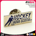 Custom metal die cut ice hockey player badge